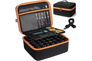 YEWLTVEP Acrylic Paint Storage Case for 42 Bottles(2 fl oz), Craft Paint Storage Paint Bottle Organizer,Art Supply Storage Hard Paint Box Organizer with Pocket for Paint Brushes,Palette Board & Painting Knives