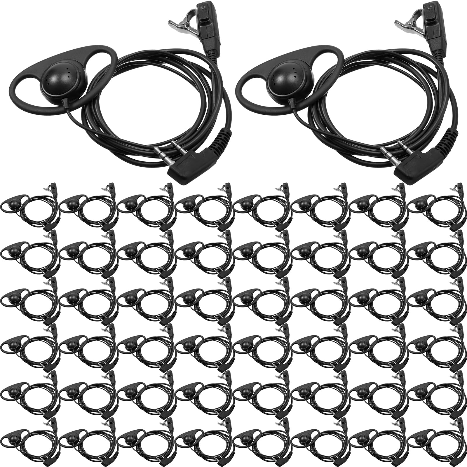 Photo 1 of 24 Pcs Radio Headset with Mic 2 Pin D Shape Walkie Talkie Earpiece with Mic Walkie Talkie Earpiece Compatible with Rt68 Rt19 Rt27 Rt28 Rt22 Rt21 H-777 2 Way Radios, Soft Ear