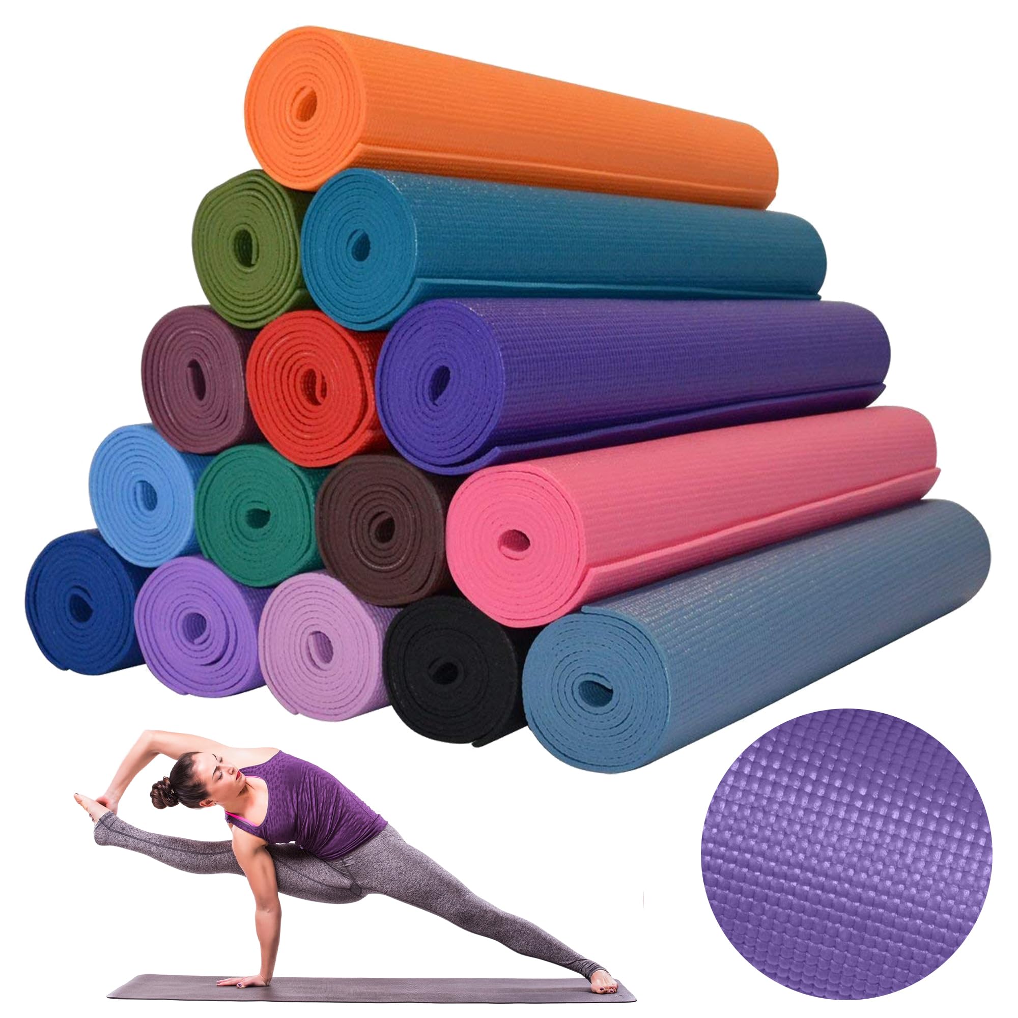 TEMPO DI SALDI Roll Up Mat for Yoga Fitness Aerobic with Non-Slip Surface, Assorted Colours, 1 Piece