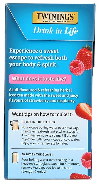 TWININGS, TEA ICED HERBAL STRAWBERRY RASPBERRY, 72 COUNT