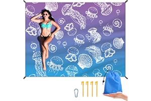 DPWCVM Beach Blanket Waterproof Sandproof Large Beach Mat 83" X 106" for 3-5 Adults Sand Free Mat Quick Drying,Lightweight & Durable with 4 Stakes & 4 Corner Pockets for Beach Camping .(Purple)