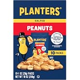 PLANTERS Salted Peanuts, Plant Based Protein Snacks, 1 Oz (10 Ct) | Roasted Salted Nuts Snack Packs. Kosher. Bag. Snacks for Adults. Individual Snacks