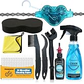 Bike Chain Cleaning Kit with 350mL Degreaser &amp; 60mL All-Weather Chain Lube, Complete Bicycle Chain Cleaner Tool with Chain Scrubber, Cleaning Rope, Brushes, Sponge, Towel for Mountain, Road &amp; E Bike
