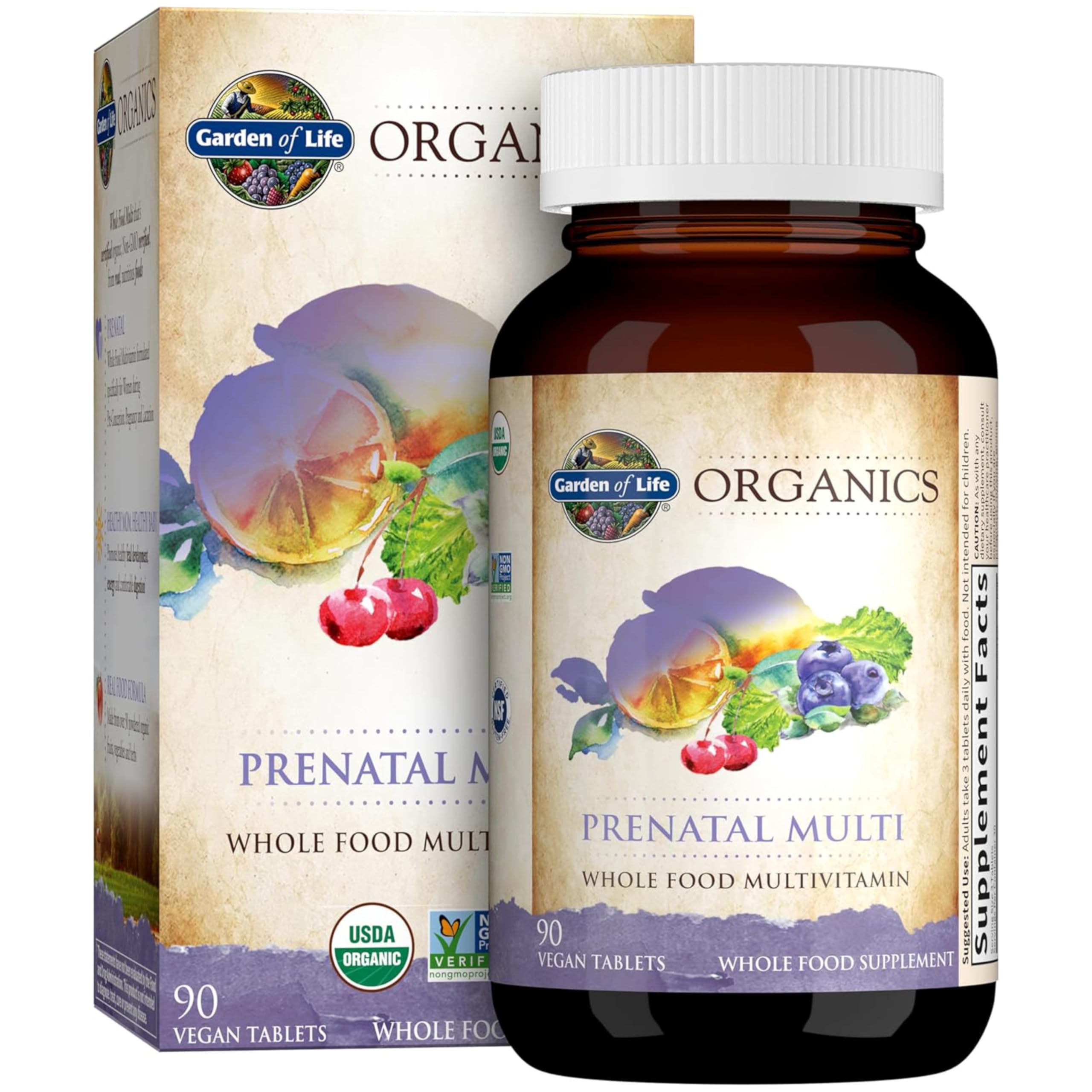 Garden of Life Organics Women’s Prenatal Multivitamin with Vitamin D3, B6, B12, C & Iron, Folate for Energy & Healthy Fetal Development – Organic, Non-GMO, Gluten-Free, Vegan, 90 Day Supply