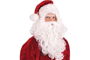 Kangaroo Santa White Beard and Wig Set for Adults – Soft Synthetic Fluffy Hair Christmas Costume Apparel for Christmas Parties, Theatrical Performances, Santa Claus Costume for Men Cosplay Wig