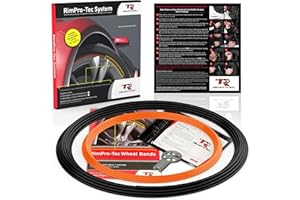 TR RIMPRO-TEC Rimpro-Tec Wheel Bands Rim Protectors for Car Wheels for Protection and Decor, Durable All-Weather Rims Protectors Easy-to-Install Rim Guard Fit from 12" to 22" Wheels Base: Black, Inner: Orange.