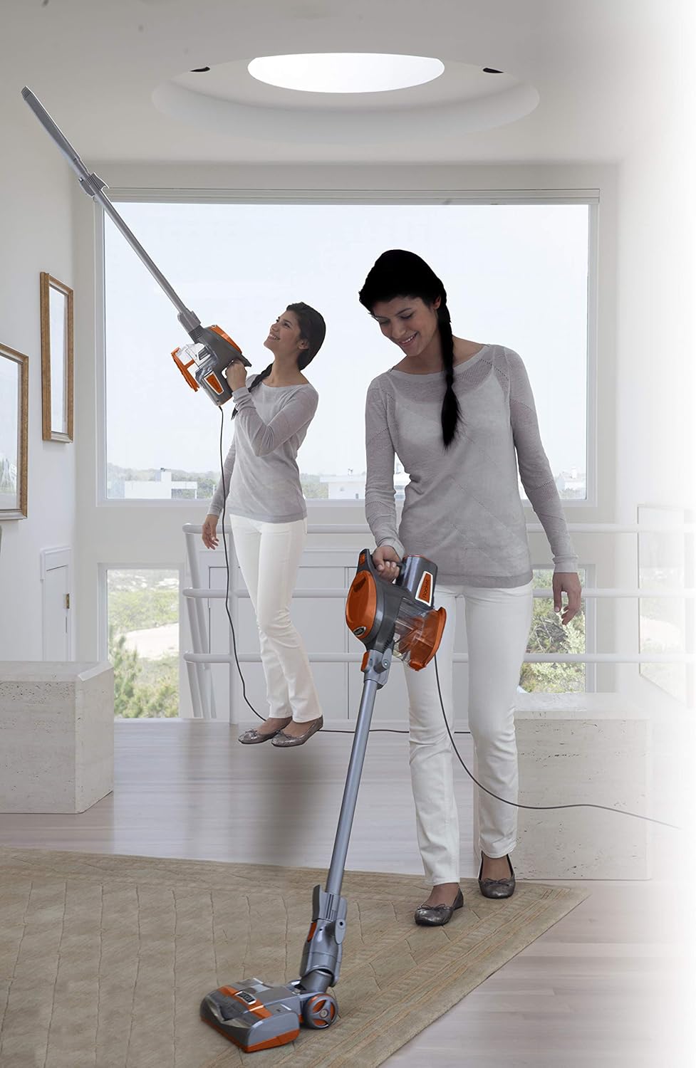 Shark Rocket Ultra-Light Corded Bagless Vacuum for Carpet and Hard Floor Cleaning with Swivel Steering (HV301), Gray/Orange - Household Stick Vacuums