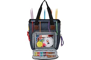 KOKNIT Knitting & Crochet Bag, Durable Yarn Organizer Tote Bag with Plenty of Pockets, A Perfect Bag with Handle for Knitting Tools, Wonderful Yarn Bag for Beginners