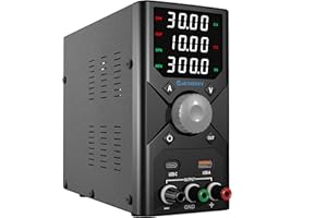 Jesverty DC Power Supply Variable, 0-30V 0-10A Adjustable Switching DC Regulated Bench Power Supply with 20W USB & Type-C Quick-Charge, Encoder Knob, 4-Digit LED Display, Preset Memory - SPS-3010X