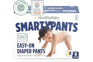 SmartyPants Pull Up Style Diapers | EWG Verified Safe & Plant-Based | Quilted 360 Waistband, Super Absorbent for Overnight Leak Protection | Training Pants by HealthyBaby | Size 5 (38 Count)