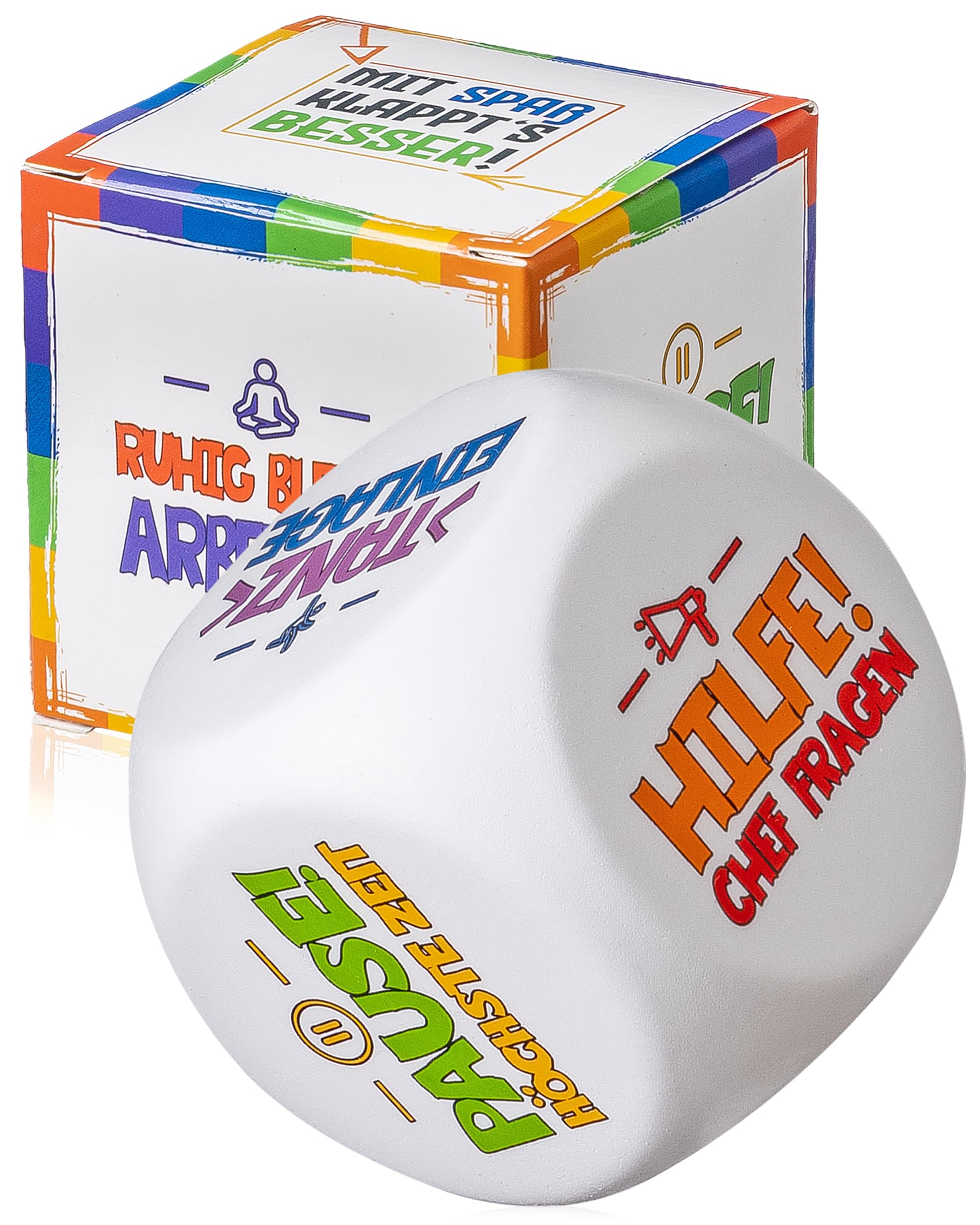blaash Anti-stress cube with sayings for stress relief, funny office gifts for the boss, for colleagues, business opening
