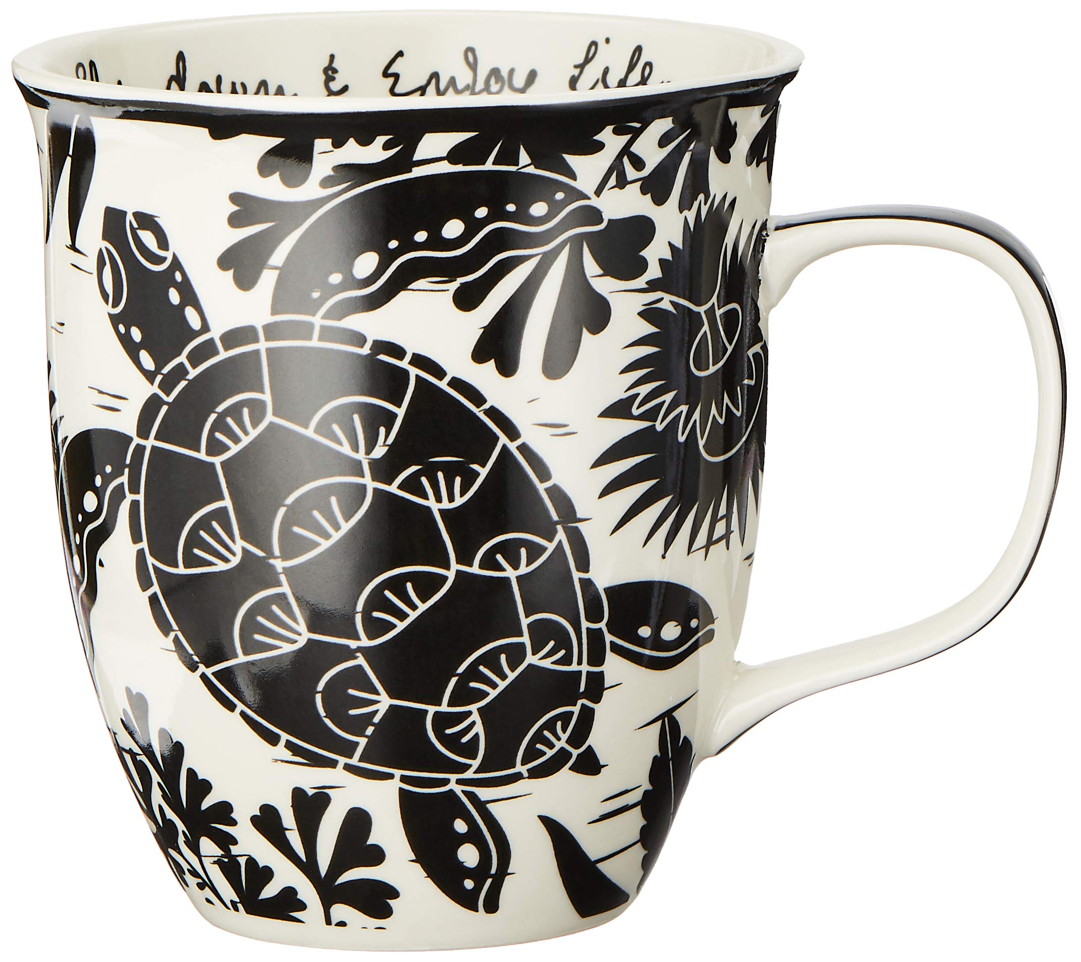 Karma Gifts KA1018 Black and White Boho Mug, Ceramic, SEA Turtle