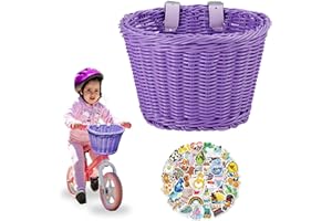 Aikolesa Kid Bike Basket, Girls Bike Basket Front Kids Handlebar, Mini Handlebar Storage Bicycle Basket fits Most Bikes, Beach Cruiser, Stationary Bike, Ebike, Road Bike
