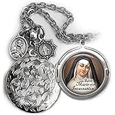 St. Marie of the Incarnation Locket Necklace, Patron Saint Confirmation Gift, Italian Charms, Catholic Jewelry