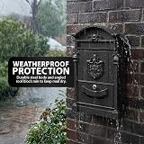 ZENO Letter Box Wall Mounted Postbox Black Large Traditional Mailbox with 2 Keys view 5