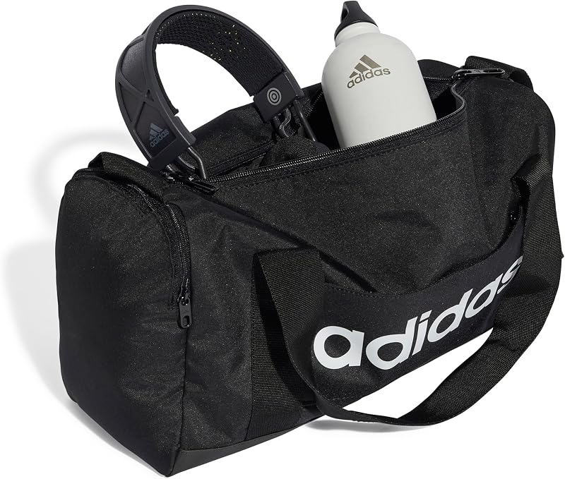 adidas Essentials Linear Duffel Bag Unissex Adulto, Preto/Preto/Branco, XS