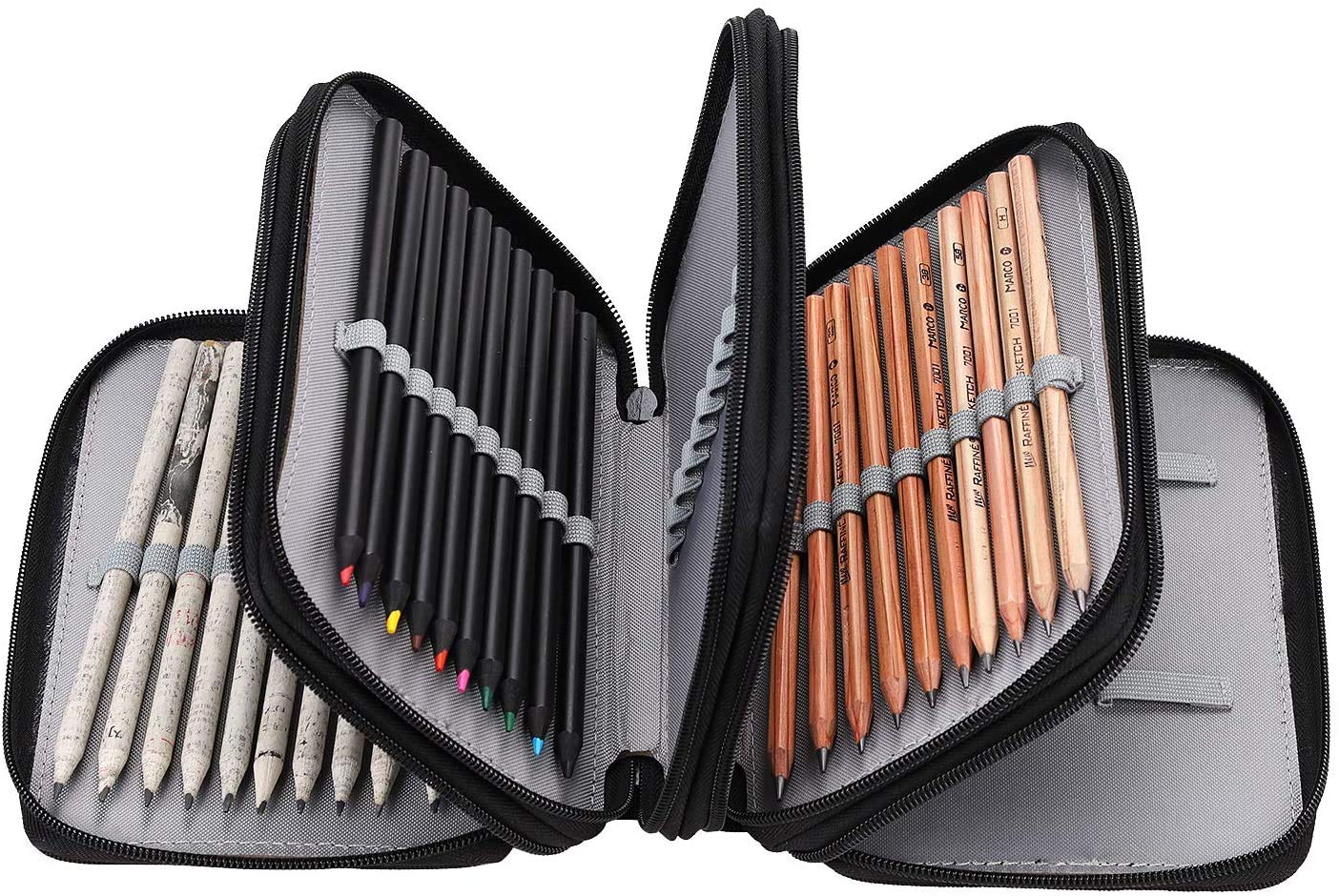 ITODA Pencil Case, Portable Large Capacity Pencil Bag 72 Slots Multi-Layer Pencil Case Holder Students Stationery Pencil Pouch Durable Stationary Box Organizer Storage with Handle for Office School