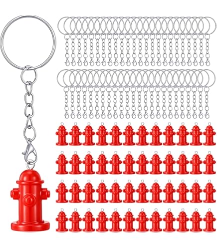 PHAETON 20-Pack Fire Extinguisher Hat Keychains – Cool Firefighter Gifts, Safety Helmet Pendant For Car Keys, 3-Inch Silver Zinc Alloy