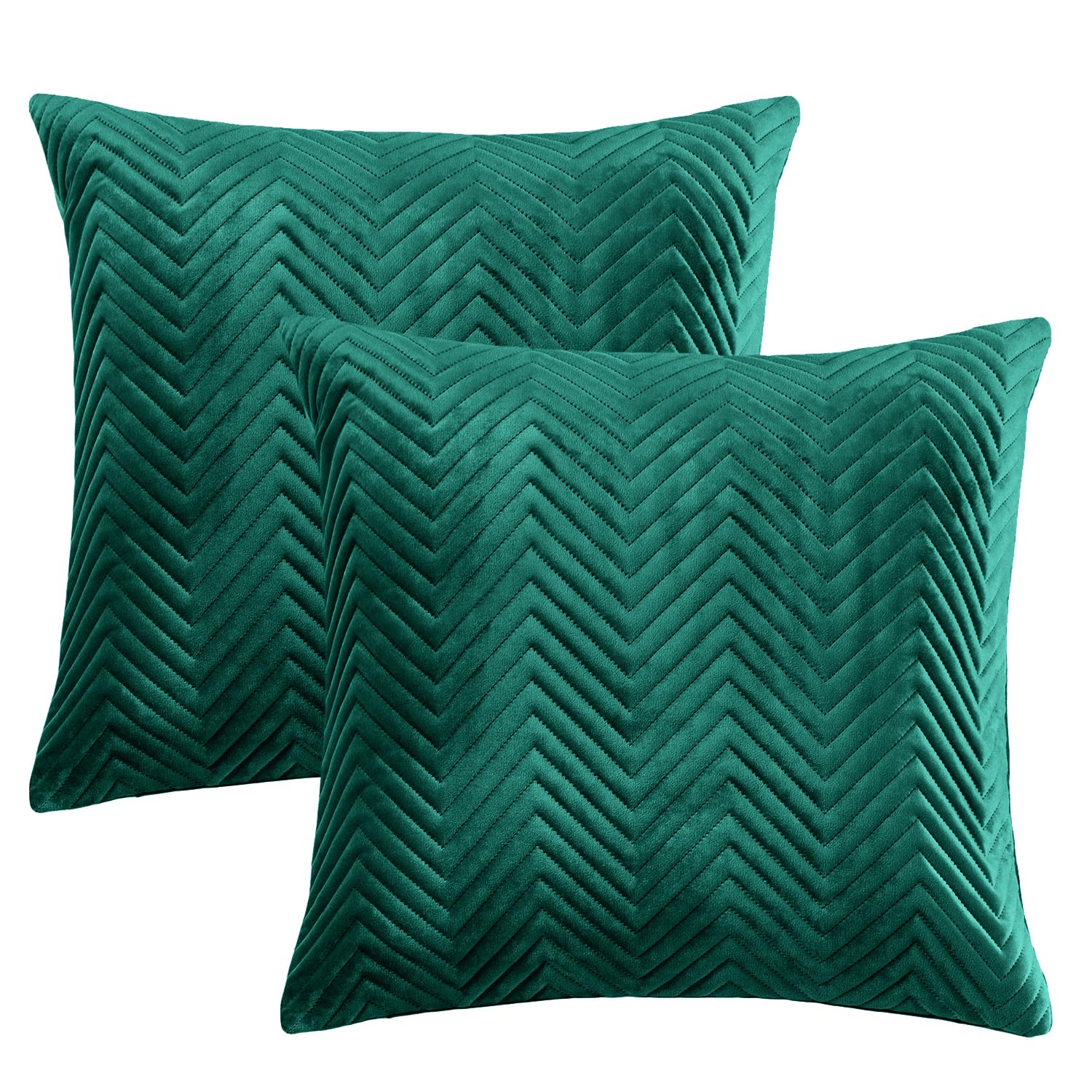 BedLooms Premium Emerald Velvet Cushion Covers Set of 2 (45x45 cm / 18x18 Inch) – Soft Ultrasonic Stitch, Hidden Zipper, Luxury Decorative Throw Pillow Cases for Sofa, Couch & Living Room