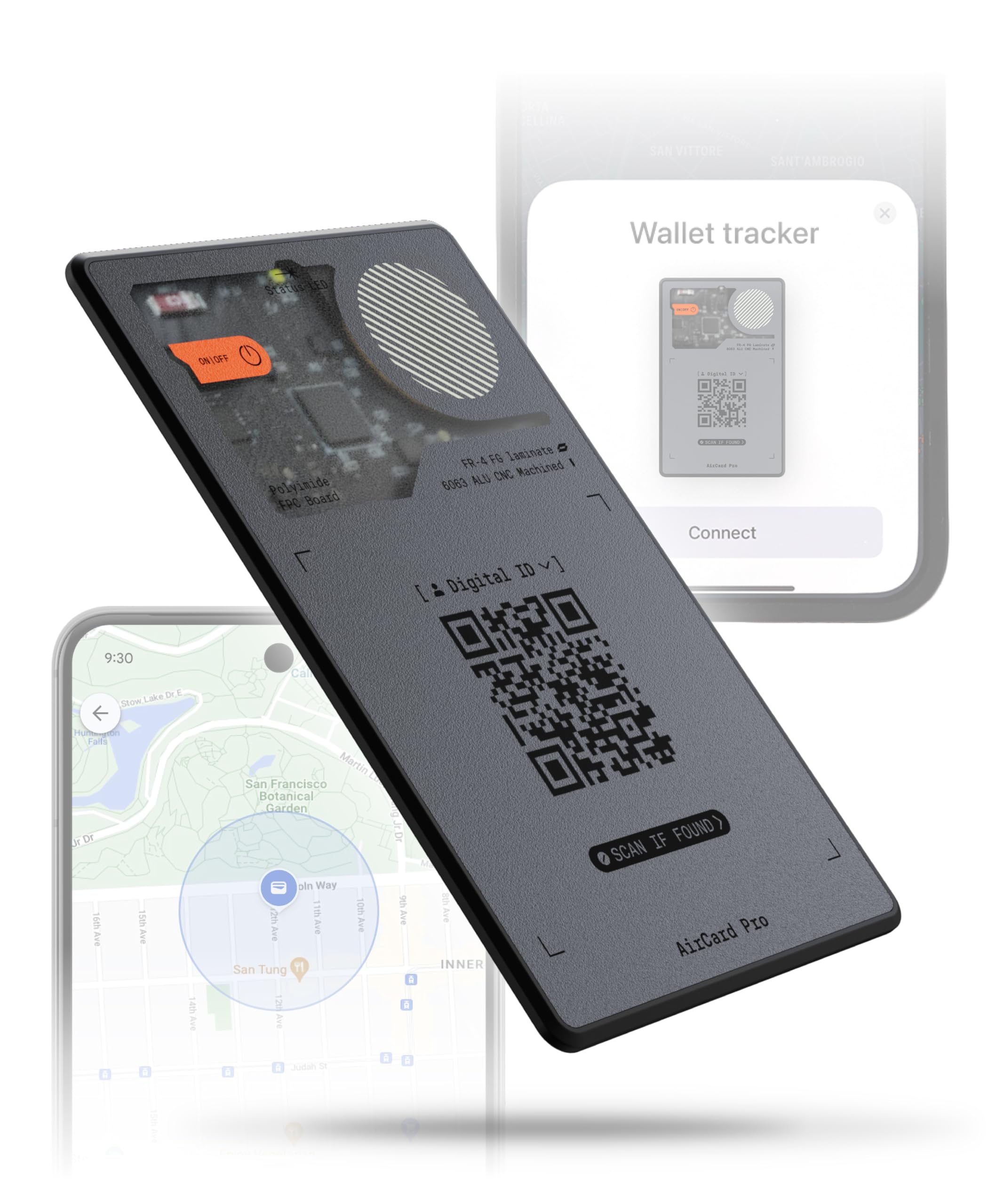 Photo 1 of Rolling Square AirCard Pro Dual - Bluetooth Wallet Tracker - Compatibile with Both Apple iOS Find My and Google Android Find Hub – Wireless Charging, Anti-Loss Card – Smart Locator, Gray