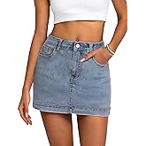 DEICAEVO Womens Denim Skirt Casual Mini Jean Skirt Stretch Low Waist Jean Skirt for Women Zip Fly Denim Mini Skirts