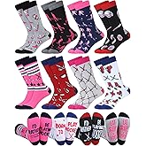 Haysandy 8 Pairs Funny Hockey Socks for Women Novelty Sport Athletic Crew Socks Winter Senior Night Gift for Female Hockey Team Player Lovers