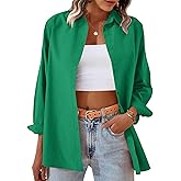 Zeagoo Womens Button Down Shirt Long Sleeve Blouses Solid Work Casual Business Tops Loose Fit Fall Shirts S-2XL