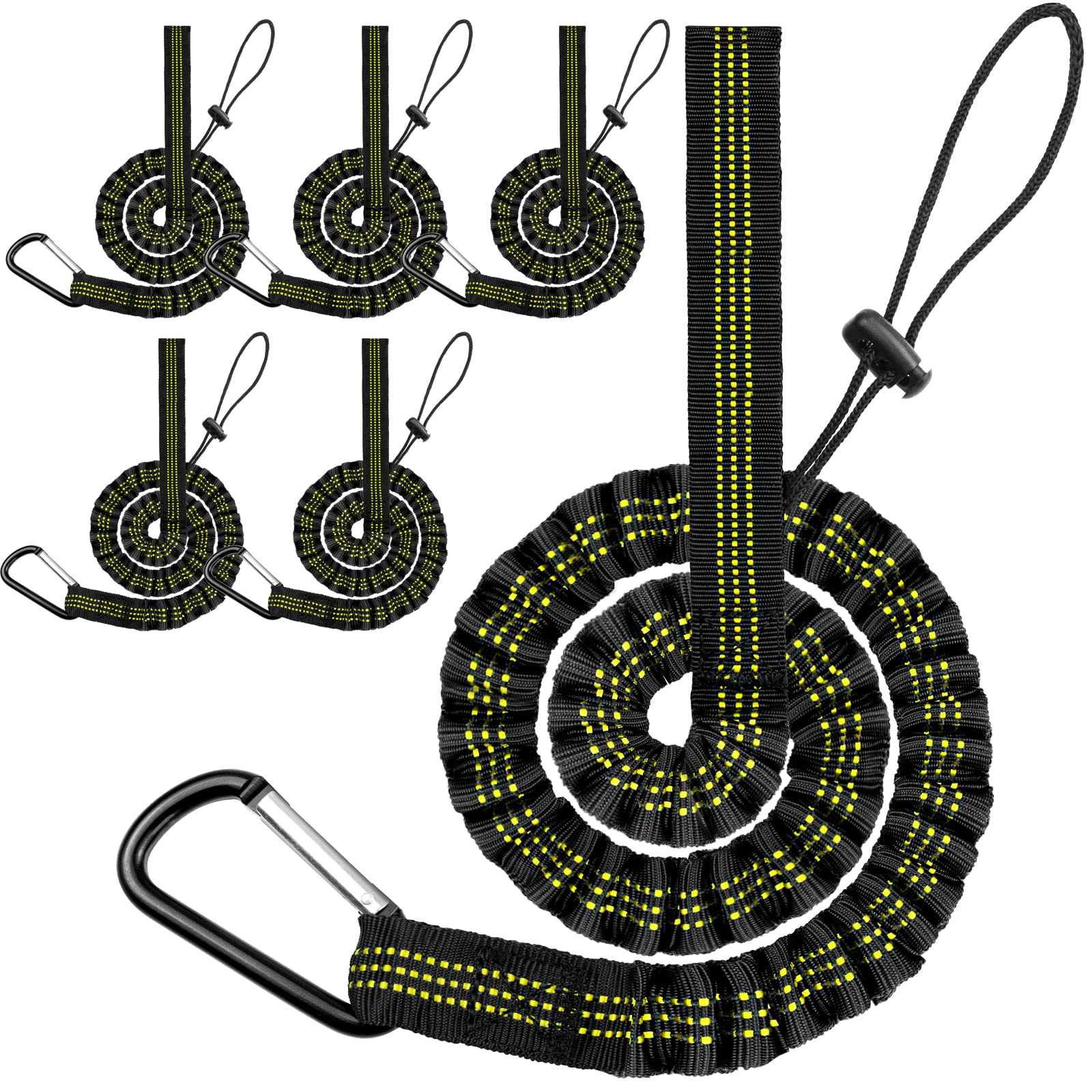 Raweao 6-Pack Upgraded Tool Tethers Lanyard, Retractable Tool Tethering Kit for Working at Height, Maximum Weight Limit 6.8KG/15lb Tool Tether Safety Rope Dual Ends