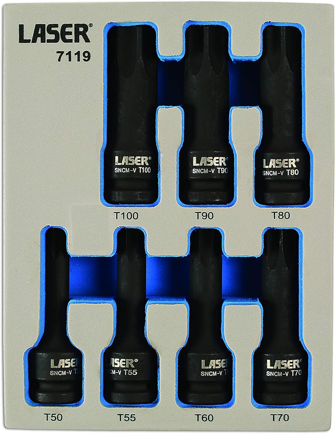 Laser 7119 Long Impact Star Socket Bit Set 1/2"D 7pc, Assorted, Variety Pack - Image 4
