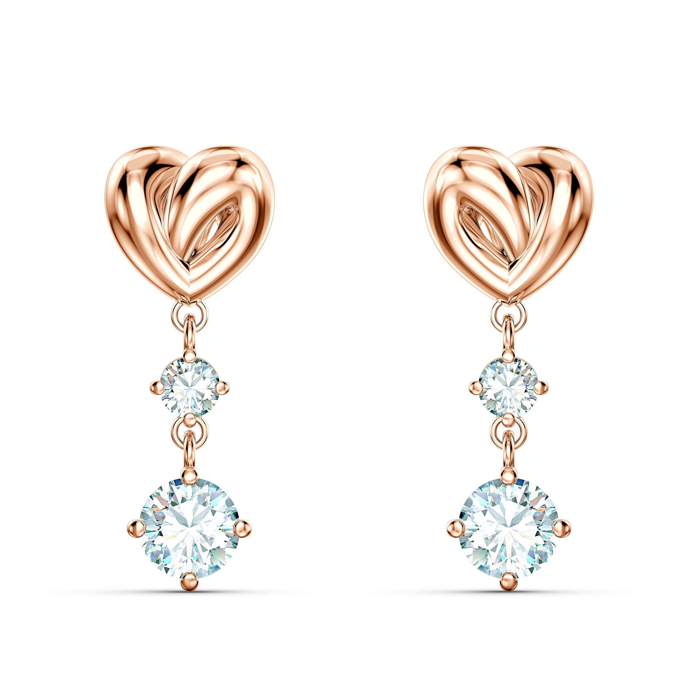 Swarovski Lifelong Heart drop earrings, Heart, White, Rose gold-tone plated