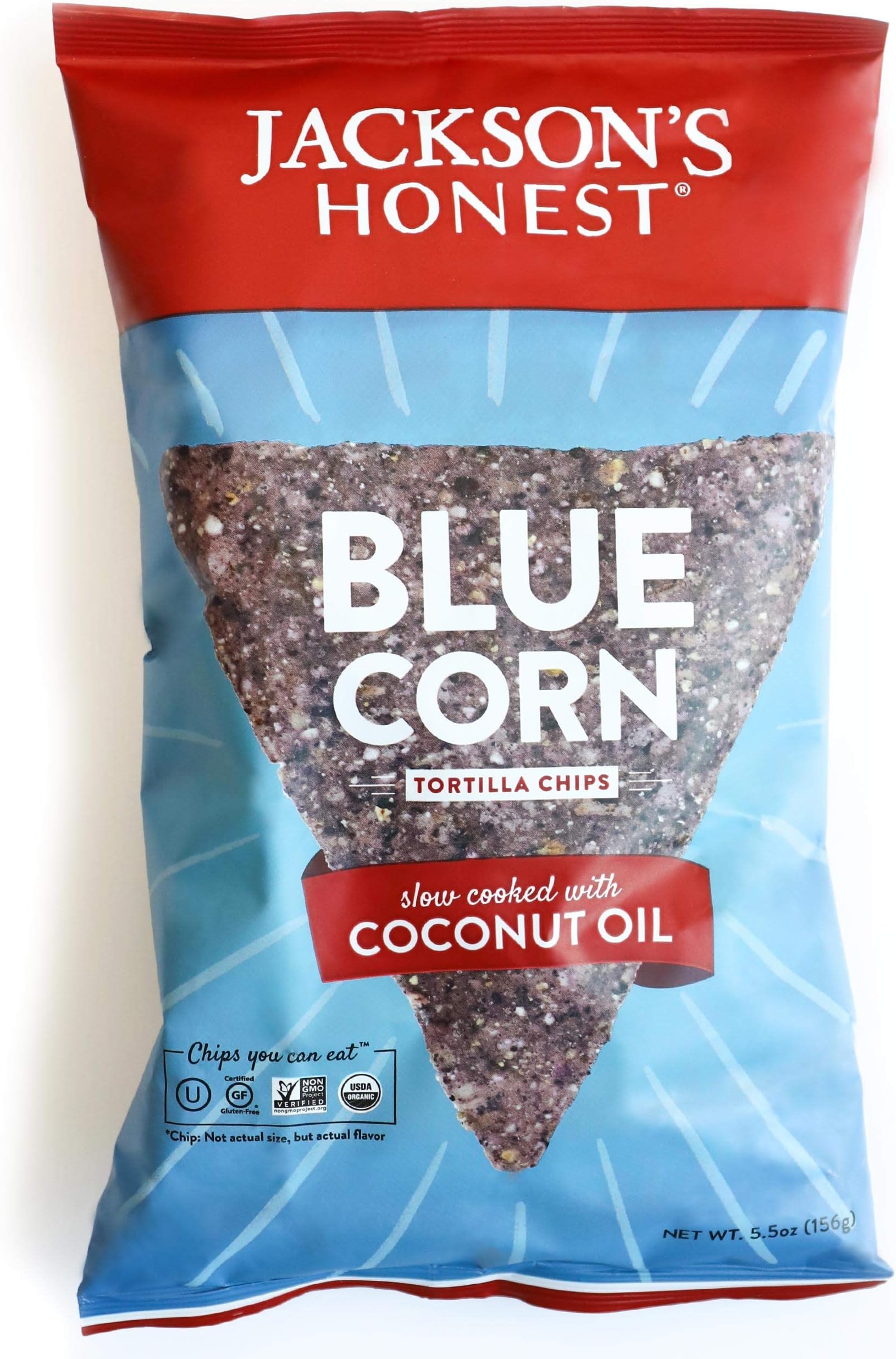 Jackson's Honest Tortilla Chips - Blue Corn - Made with Organic Coconut Oil, Non GMO, 5.5 oz. (6 Pack)