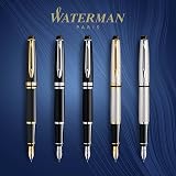 Waterman Expert Fountain Pen Gloss Black 23k Gold Trim Medium Nib Gift Box view 6