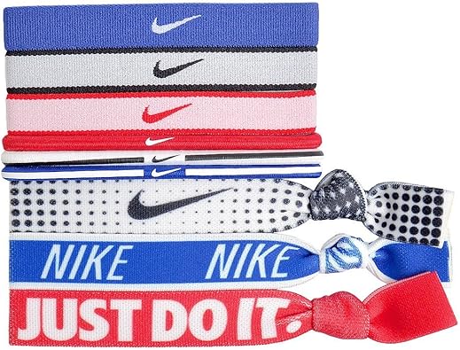 Amazon Co Jp ナイキ Nike ヘアゴム Bn23 ヘアバンド 9本パック プリント ヘアアクセサリー 体育祭 運動会 お揃い ペア シェア 伸縮性 スポーツ シューズ バッグ