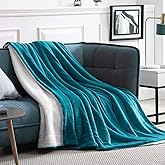 Walensee Sherpa Fleece Blanket (Throw Size 50”x60” Teal) Plush Throw Fuzzy Super Soft Reversible Microfiber Flannel Blankets for Couch, Bed, Sofa Ultra Luxurious Warm and Cozy for All Seasons