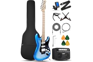 Tostar 39 Inch Full Size Electric Guitar Kit for Beginners and Adults,HSS/HH/P90 Pickup Configuration with Tremolo Bridge, Full Starter Kit Includes 10W Amp, Tuner, Gig Bag, Strap, Stand