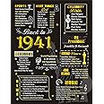 Birbirth 84th Birthday Poster 11X14 Foil Printed Gold Silver Wedding Anniversary Decorations Party Supplies,84 years old Gifts for men and women,Back in 1941 Wall Art
