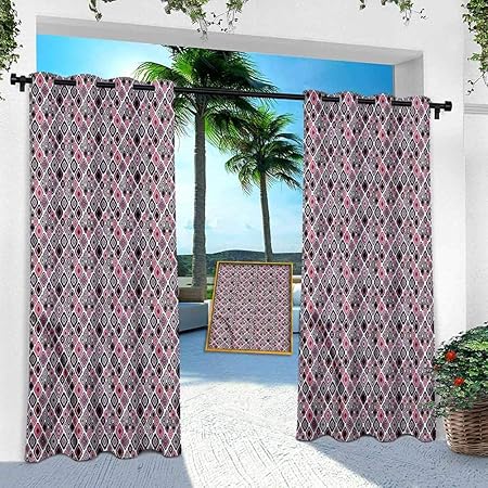 Cortina de patio para exterior impermeable, abstracta, vintage
