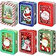Landhoow 6-Piece Christmas Cookie Tin Set - Festive Metal Storage Tins With Lids For Holiday Treats & Gifts (Rectangle Assortment)