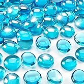 RUOJAS 10 Pounds Oceanic Blue Fire Glass Beads 3/4 Inch Firepit Gems for Fire Pit Table, Fireplaces, Fire Bowl, Garden Landscaping & DIY Crafts