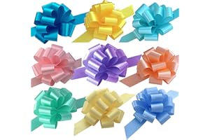 GIFTWRAP ETC. Easter Gift Basket Pull Bows - 5" Wide, Set of 9, Christmas, Pink, Green, Blue, Lavender, Yellow, Pastels, Birthday, Presents, Wreath, Swag, Spring, Pride, Baby Shower, Decoration, Classroom, Office