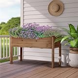 Yaheetech Raised Garden Bed 120.5x59x76 cm Dark Brown Wood Planter Box view 9