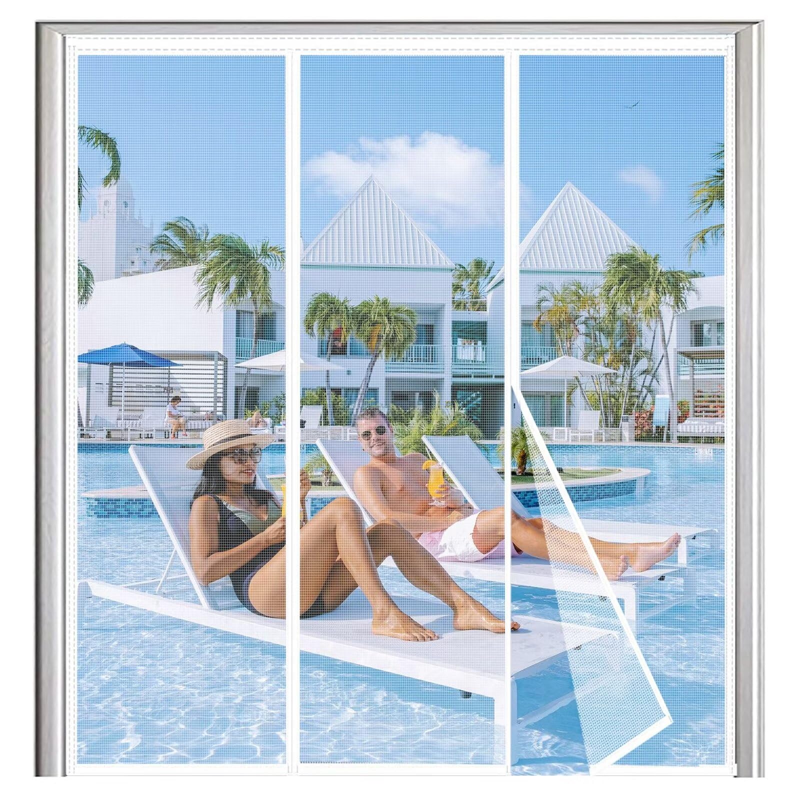 Fiberglass Magnetic Screen Door 115x180cm Double