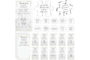 Juinte Team Appreciation Gifts for Employee Bulk Inspirational Acrylic Puzzle Piece Plaque Desk Decor with Thank You Card OPP Bag Team Building Gifts for Office Staff Coworker(20 Sets,10 Styles)