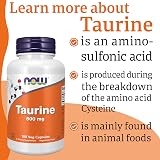 NOW Taurine 500mg 100 Vegan Capsules Lab Tested Gluten Free Soy Free view 4
