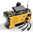 Emergency Crank Weather Radio: AM/FM/NOAA Weather Radio with 3 Built-in Cable - Hand Crank Radio with 2000mAh, Solar Charge, Hand Crank & Battery Operated, SOS Alarm, Flashlight for Outdoor Emergency