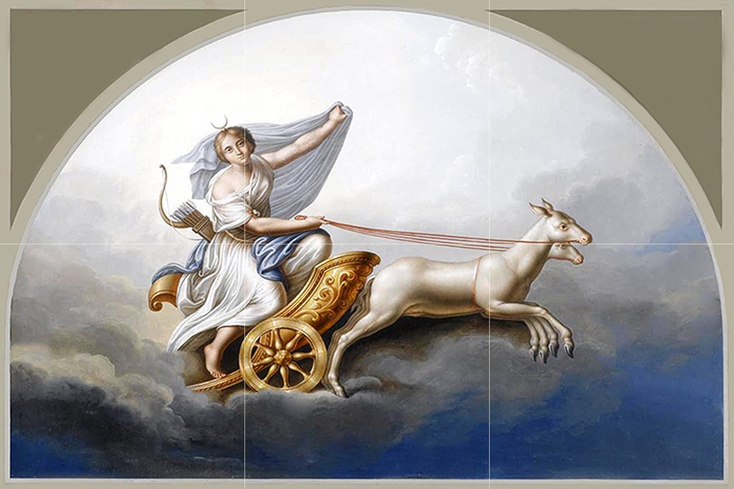 DIANA IN HER CHARIOT Tile Mural Kitchen Bathroom Wall Backsplash Marble Ceramic - Picture 8 of 11