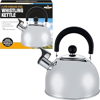 Milestone Camping Unisex-Adult Flötenkessel pfeifender Wasserkocher Teekanne Kaffeekanne drinnen draußen Camping wandern Picknick, Silber-Silber, 22x21x18