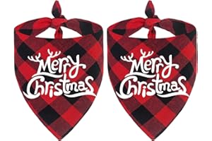 Malier 2 Pack Dog Bandanas Christmas Classic Buffalo Plaid Dog Bandana Dog Scarf Triangle Bibs Kerchief Merry Christmas Pet Costume for Small Medium Large Dogs Cats Pets (Christmas 7, Large)