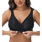 Cortelay Women's Front Closure Bra Full Coverage Unpadded Wireless Minimizer Back Support Posture Plus Size Everyday Bras