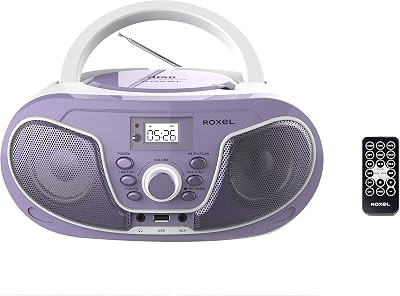 Roxel RCD-S70BT Portable Boombox CD Player with Remote Purple
